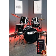 Midex CD900X-BK 22'' Yetişkin Akustik Bateri Davul Seti 22B-13T-12T-16F-14S (5 Parça)