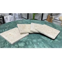 Brd01 Traverten 4 Lü Bardak Altlığı Set Dekoratif Şık Ev Aksesuarı Minimal