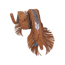 Levy's Leathers 2.5 "kızılderili İlham Veren Tüy Ve Saçak Tasarımlı Süet Gitar Kayışı Bal Kahverengi Renk Ms17aıf-004