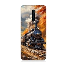 Oppo Reno 2z Uyumlu Sonbaharda Buharlı Tren Desenli Silikon Kılıf Çok Renkli