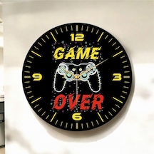 AA Shop Gamer Oyuncu Renkli Baskı Desenli Sayılı Hediyelik Ahşap Sessiz Duvar Saati 50cm ÇOk Renkli