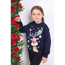 Toontoy Unisex Çocuk Baskılı Sweatshirt Lacivert