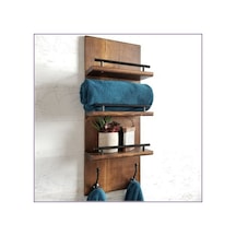 Kuzela Ahşap Banyo Askılık Ve Havluluk Kahverengi