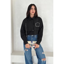 Asprin Fashion Kuş Gözlü Paraşüt Gömlek Siyah Siyah