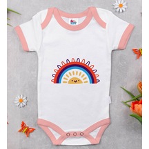 Bk Gift Bk Kids Gökkuşağı Tasarımlı Pembe Bebek Body Zıbın-1 6 - 9 Ay Sarı