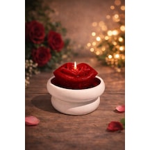 Rose Romantic Kiss -el Yapımı Romanrik Mum Kırmızı -beyaz