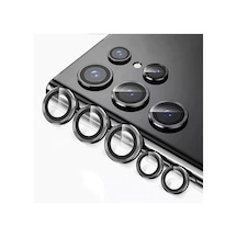 Samsung Uyumlu S22 Ultra Kamera Lens Koruyucu Halka Set Siyah AL8114
