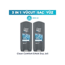 Dove Men +care Duş Jeli Body, Face&hair Clean Comfort 400 Ml X2