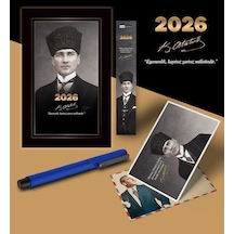 2026 Kalpaklı Atatürk Ajandası Ayraç Kartpostal Kalem - Lacivert 103 Ivory