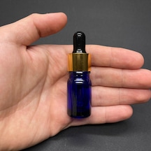 Cam Damlalıklı Şişe Gold Metal Kapak Mavi 5 ML