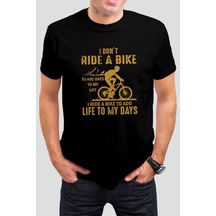 Bike Baskılı Siyah Unisex Tişört 001