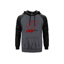 Moto 47 Racing Team Gri Renk Reglan Kol Sweatshirt Gri