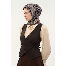 Silk Home Viskon Velora Eşarp Dört Mevsim Etro Desen Kahve 90x90 Çok Renkli