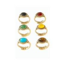 Oval Doğaltaşlı Otantik Yüzük - Kaplangözü N145 Çok Renkli 62380740