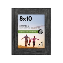 Lexroo 8x10 Rustik Resim Çerçevesi Kömür Siyahı Dokulu Ahşap Ve Cilalı Camlı