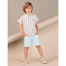 Denokids Ollie&Olla Çizgili Dokuma Erkek Çocuk Gömlek Çok Renkli