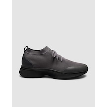 Cabani Triko & Hakiki Dana Deri Füme Erkek Sneaker Gri