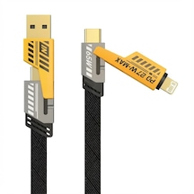 4in1 65w Hızlı Şarj Kablosu Type-c To Usb-a + Type-c To Lightning, 27w Pd Destekli Çoklu Şarj Kabl