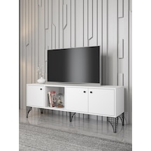 Wood'n Love Hira 160 Cm Metal Ayaklı Tv Ünitesi - Beyaz / Siyah