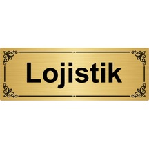 Lojistik 7x20cm Altın Renk Metal Yönlendirme Levhası