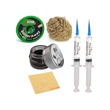 Havya Ucu Temizleme Kremi,süngeri,teli,2uul 2,0mm Lehim Emme Teli Krem Flux Yüzey Lehim Temizleme Seti07