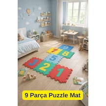 Myend 9 Parça 33x33 Boyutlu Puzzle Çocuk Oyun Matı Halısı Rakamlı Oyun Karosu Yapboz Mat Çok Renkli