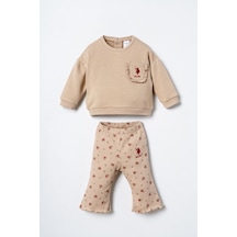 U.S. Polo Assn. Nakışlı Kız Bebek Kahverengi Uzun Kol Pijama Takım Usb3251-c-v1 Usb3251-c-v1