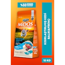 Midos Balıklı Ve Pirinçli Kısırlaştırılmış Yetişkin Kedi 15 Kg