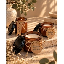 Amber Dokunuşu 3 Lü Amber Kokulu Soya Wax Aromaterapi Mum Seti Kahverengi