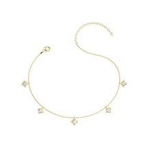 İndigo Takı Sıralı Tek Taş Altın Kaplama Gümüş Halhal Çok Renkli