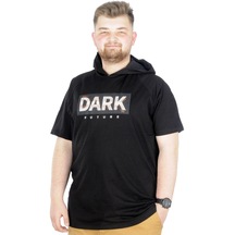 Mode Xl Büyük Beden T-shirt Kapşonlu Dark 22176 Siyah 001