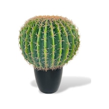 Yapay Çiçek Echinocactus Grusonii Altın Fıçı Kaktüs Siyah Saksıda 50 35cm Cactüs Sk4010s