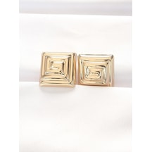 Pirinç Gold Renk Kare Form Küpe Pirinç Gold Renk Kare Form Küpe