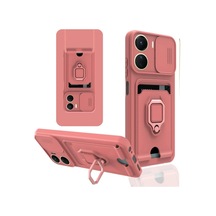 Vivo Y16 Kılıf Zuma Kartvizitli Yüzüklü Silikon - Pembe 0.2M-Çok Renkli