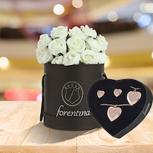 Forentina Rose Kalpli Kolye Küpe Bileklik Set - Güllü Kutusunda  H