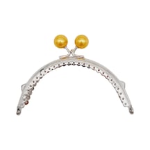 Angel Çanta Aksesuar 10.5 Cm Gümüş Metal Hardal Toplu Oval Cüzdan Klipsi Çanta Bursu Model 2