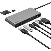 Belkin Connect 8 Portlu Usb-c Hub, 4k 60hz'100 W Pd, 10 Gbps Veri Aktarım Hızı Ve 2,5 Gbps Ethernet - Gri