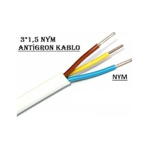 3X1.5 Nym Antigron Topraklı Kablo Tam Bakır 100 Metre