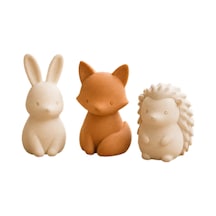 3 Parçalı Orman Hayvanları Figür Seti Tavşan Tilki Kirpi Biblo 8x6 Cm