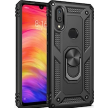 Samsung Uyumlu Galaxy A20 Çift Katmanlı Ve Yüzüklü Tam Koruma Vega Premium Kılıf Siyah
