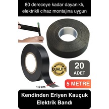 Süper Güçlü 20 Adet Siyah Kauçuk Kendinden Eriyen Bant Elektrik Sızdırmazlık Bandı 5 Mt 1.9 Cm