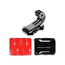 Gplus Bs03kj 3 Parça Oval Zemin Kavisli Yüzey J-hook Aksiyon Kamera 3m Yapışkan Motor Kask Bağlantı Seti Siyah