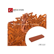 Yedek Parçalar, 100 Adet 1x4 Tile Düz Fayans Parçası, Kırmızınsı Turuncu Renk Reddish Orange ,2431