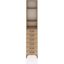 Arges Dolap 3 Raflı 6 Çekmeceli 44x30x221 Çam-çam Çam