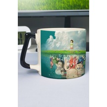 Spirited Away Anime Baskılı Seramik Lüks Kupa 1 Adet Özel Siyah Kulp Dalga Kulp V5d Çok Renkli