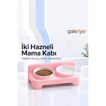 İki Hazneli Mama Kabı Pembe Pembe