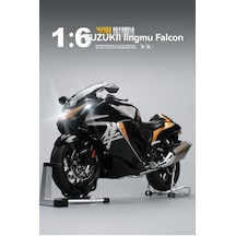 Suzuki Hayabusa Gsx R1300 1:6 Diecast Siyah Işıklı, Anahtarlı & Su İle Çalışan Dumanlı Model