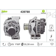 Alternatör - Alfa Romeo Mito, 500, Panda, Grande Punto, Punto, Tipo, Fiorino, Qubo, Egea - Valeo-439780