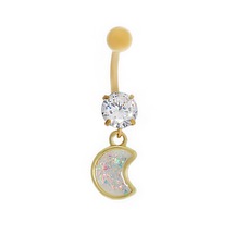 Kadın Ay Ve Tektaş Model Gold Renk Çelik Piercing Gold