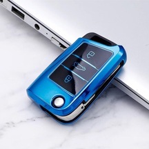 Gma Keys Volkswagen Golf Polo T-cros T-roc Taıgo Tıguen Caddy Tpu Anahtar Kılıf Mavi Parlak